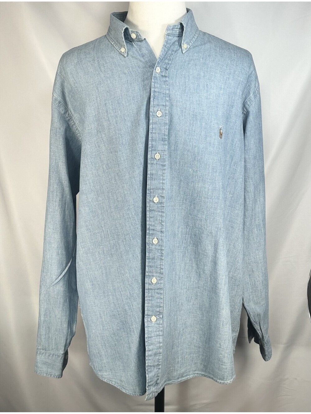 Ralph Lauren Tall Long Cotton Oxford Button Up Blue Mens XL
